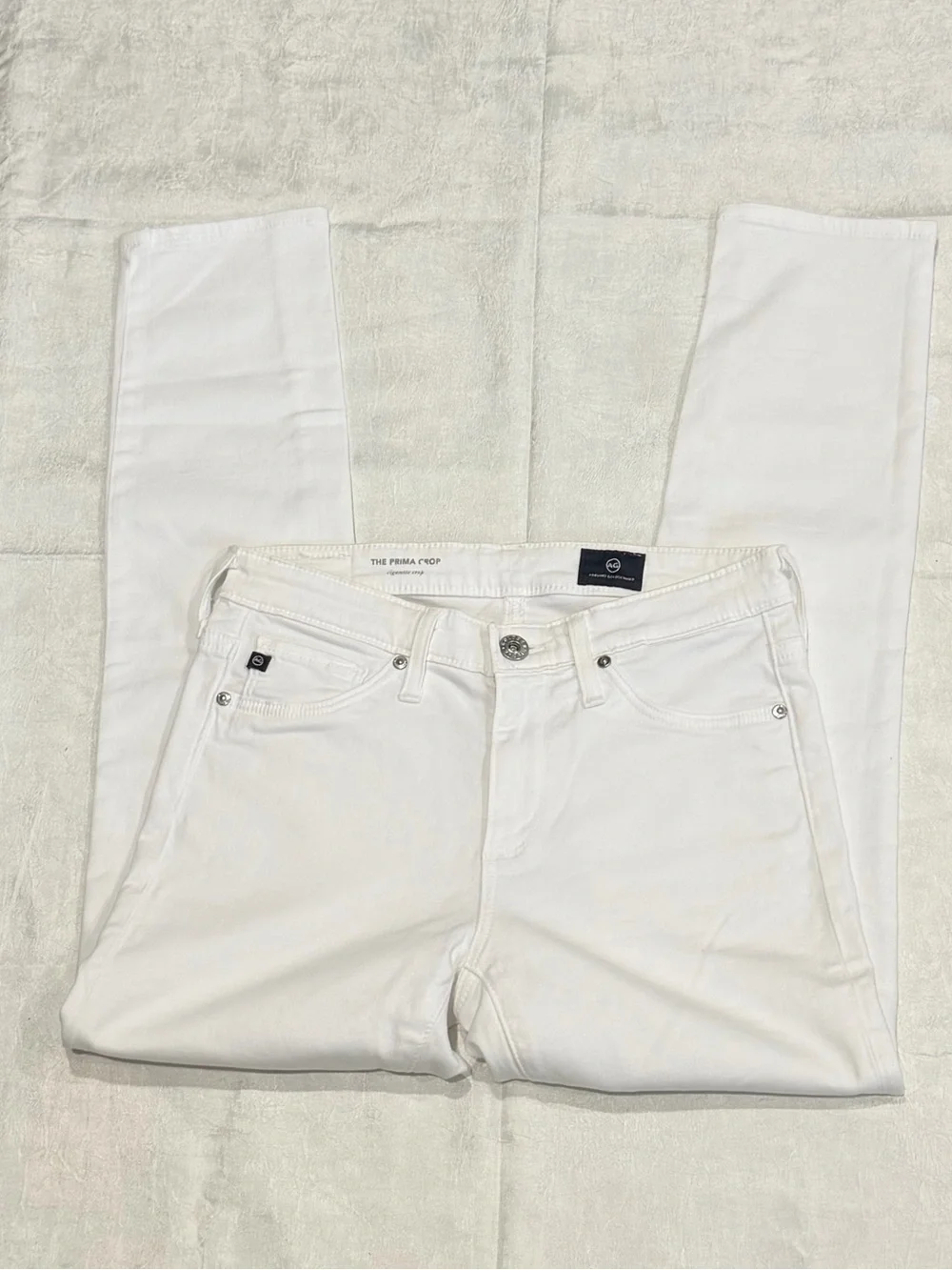 AG Adriano Goldschmied The Prima Crop Cigarette Crop White Jeans Women’s 24 - Picture 2 of 6